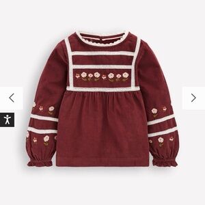 Mini Boden Burgundy Floral Girls Blouse